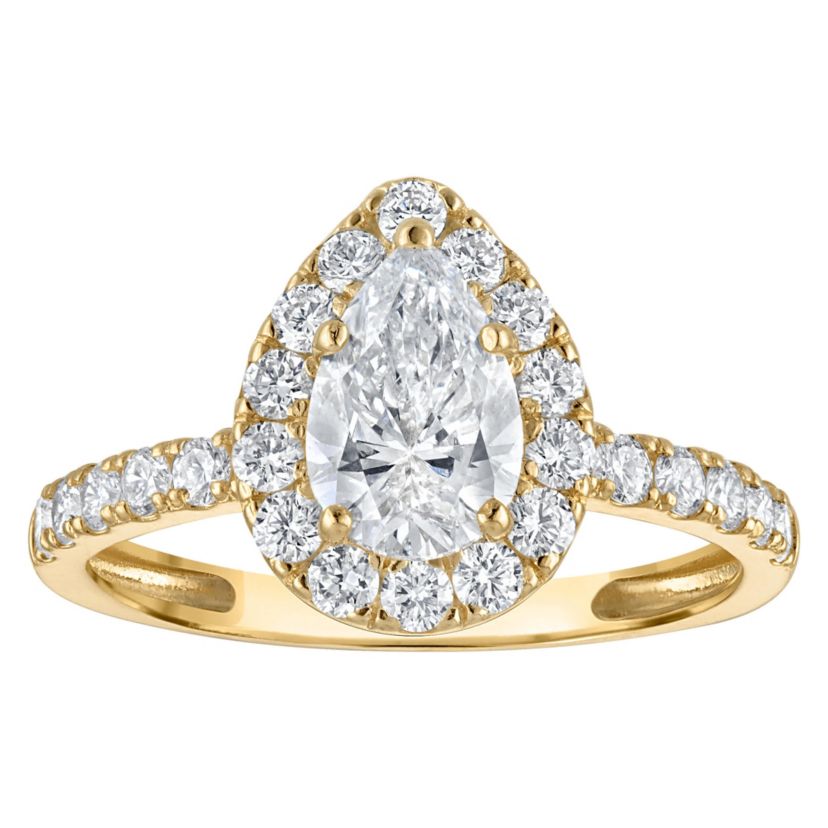 Lab Created 14k Yellow Gold 1.7 cttw Lab-Grown Diamond Pear Engagement Ring