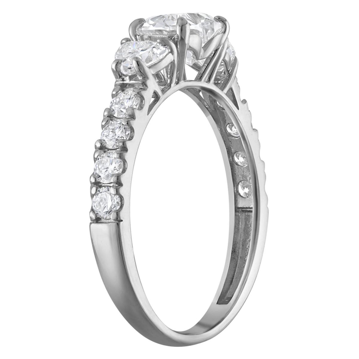 Lab Created 14k White Gold 1.8 cttw Lab-Grown Diamond 3-Stone Heart Engagement Ring