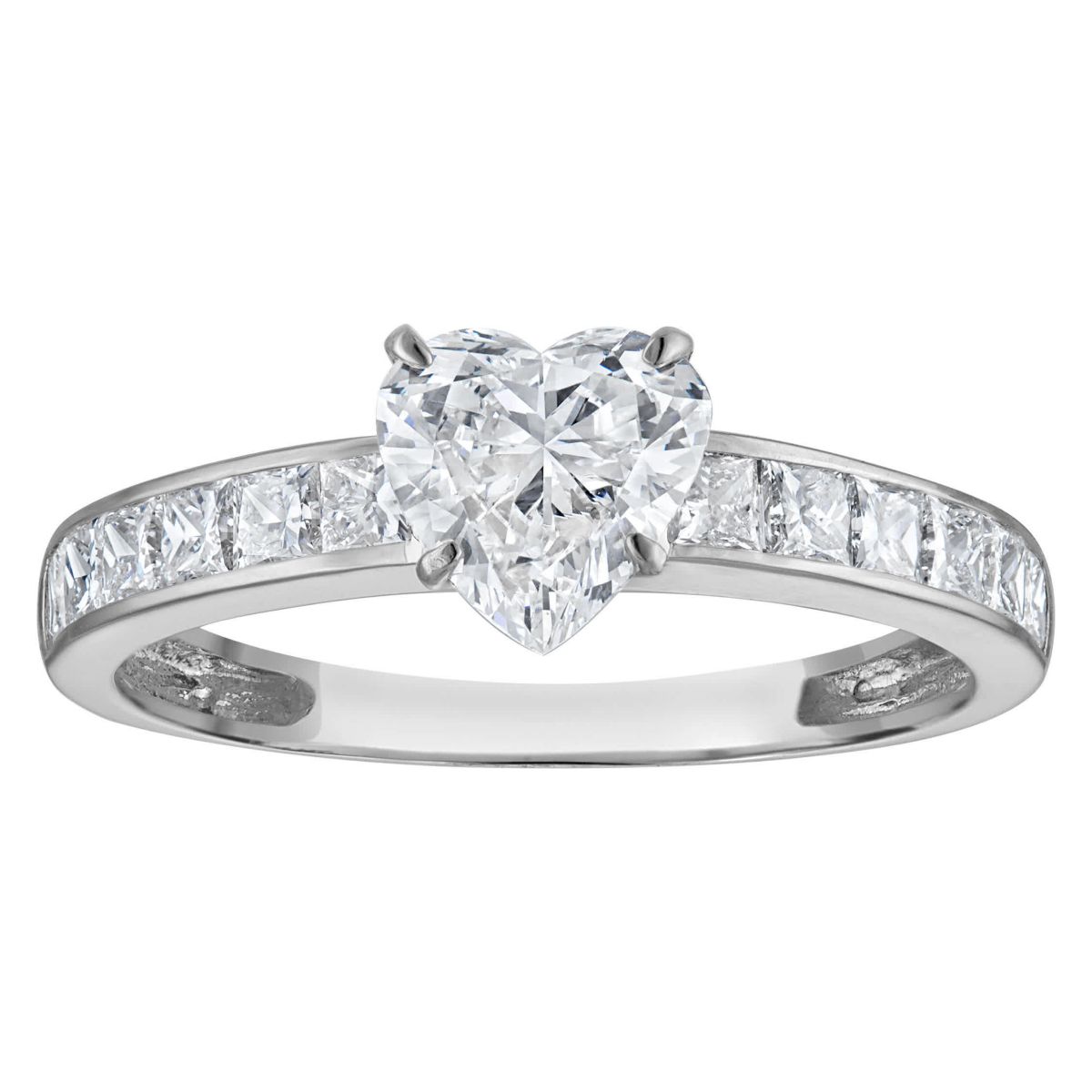 Lab Created 14k White Gold 1.75 cttw Lab-Grown Diamond Heart Engagement Ring