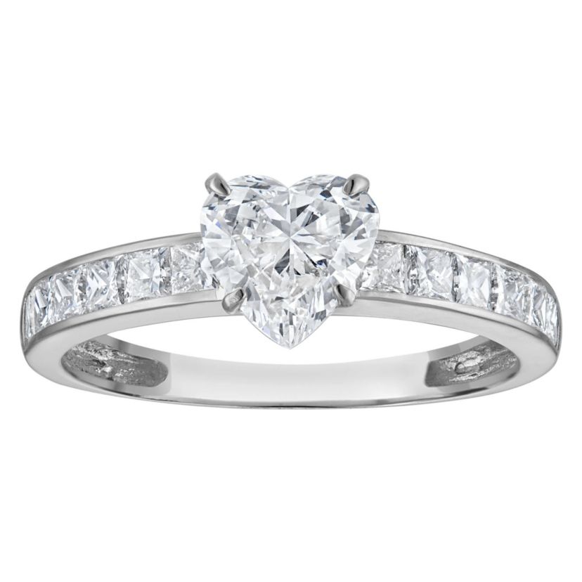 Lab Created 14k White Gold 1.75 cttw Lab-Grown Diamond Heart Engagement Ring