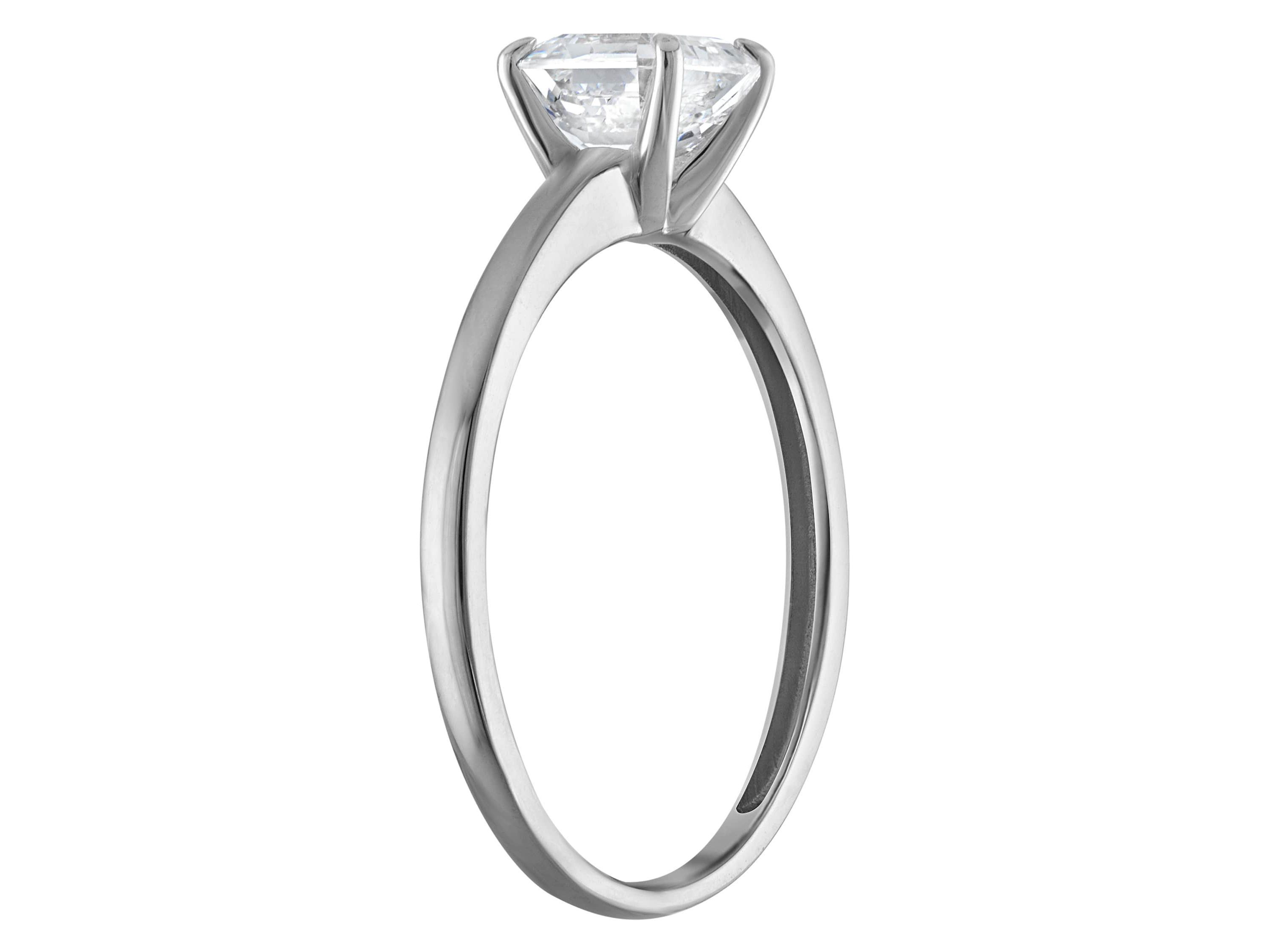 Lab Created 14k White Gold 1 cttw Lab-Grown Diamond Asscher Cut Solitaire Ring