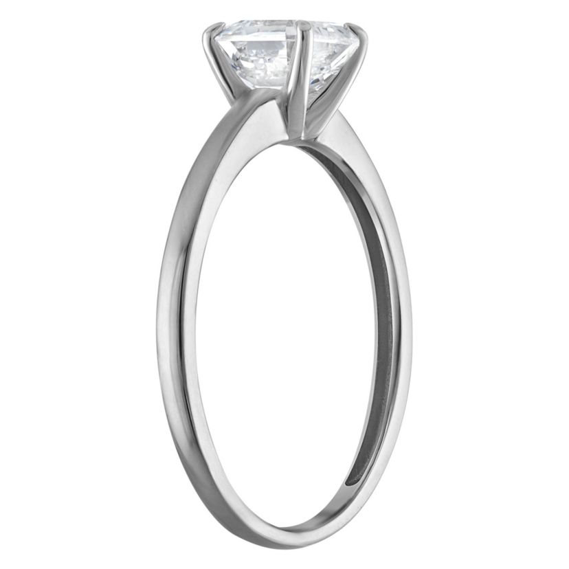 Lab Created 14k White Gold 1 cttw Lab-Grown Diamond Asscher Cut Solitaire Ring