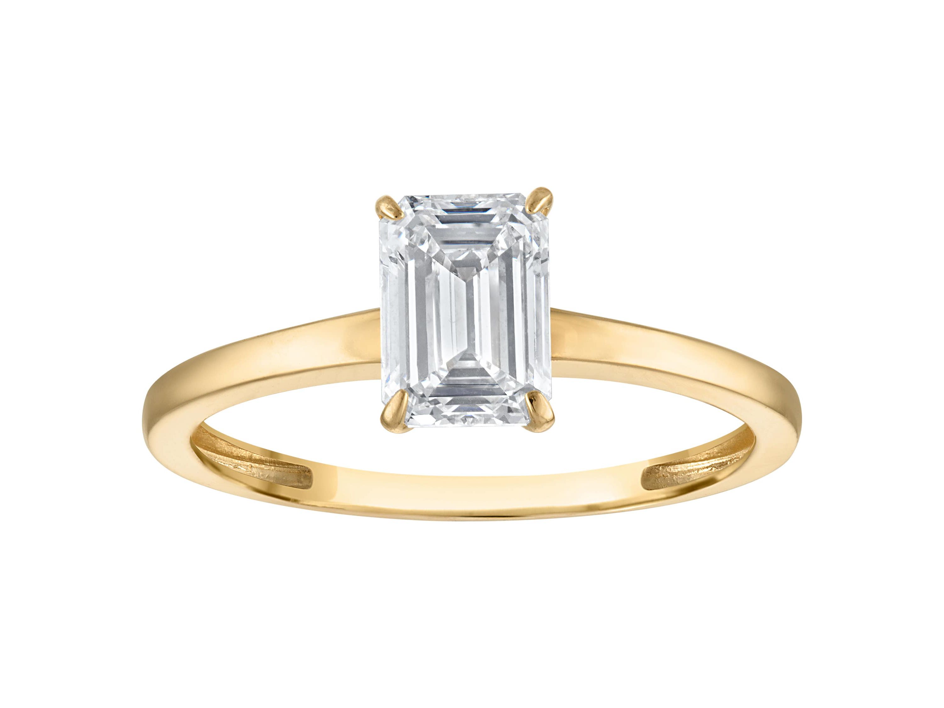 Lab Created 14k Yellow Gold 1 cttw Lab-Grown Diamond Emerald Solitaire Ring