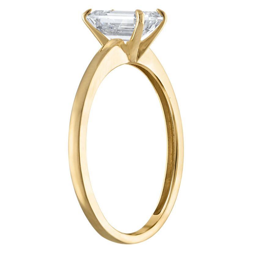 Lab Created 14k Yellow Gold 1 cttw Lab-Grown Diamond Emerald Solitaire Ring