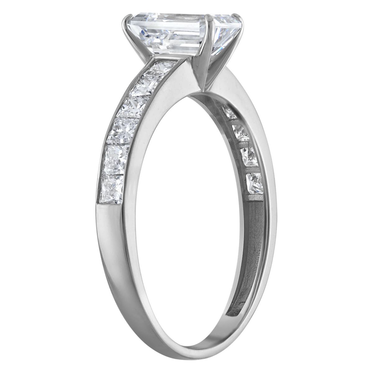 Lab Created 14k White Gold 1.75 cttw Lab-Grown Diamond Emerald Engagement Ring