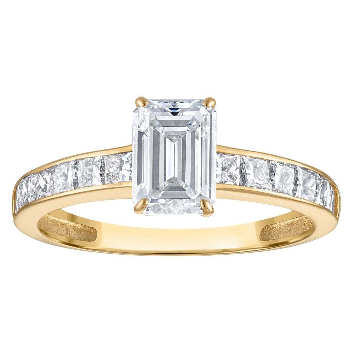 Lab Created 14k Yellow Gold 1.75 cttw Lab-Grown Diamond Emerald Engagement Ring