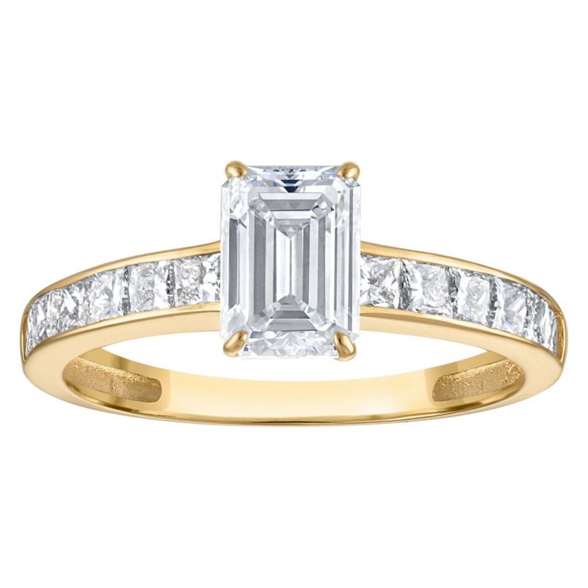 Lab Created 14k Yellow Gold 1.75 cttw Lab-Grown Diamond Emerald Engagement Ring