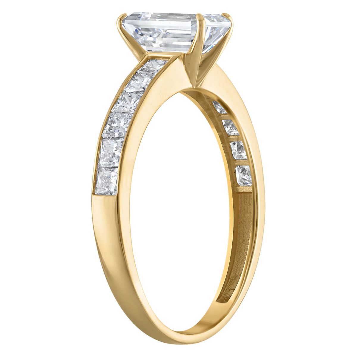 Lab Created 14k Yellow Gold 1.75 cttw Lab-Grown Diamond Emerald Engagement Ring