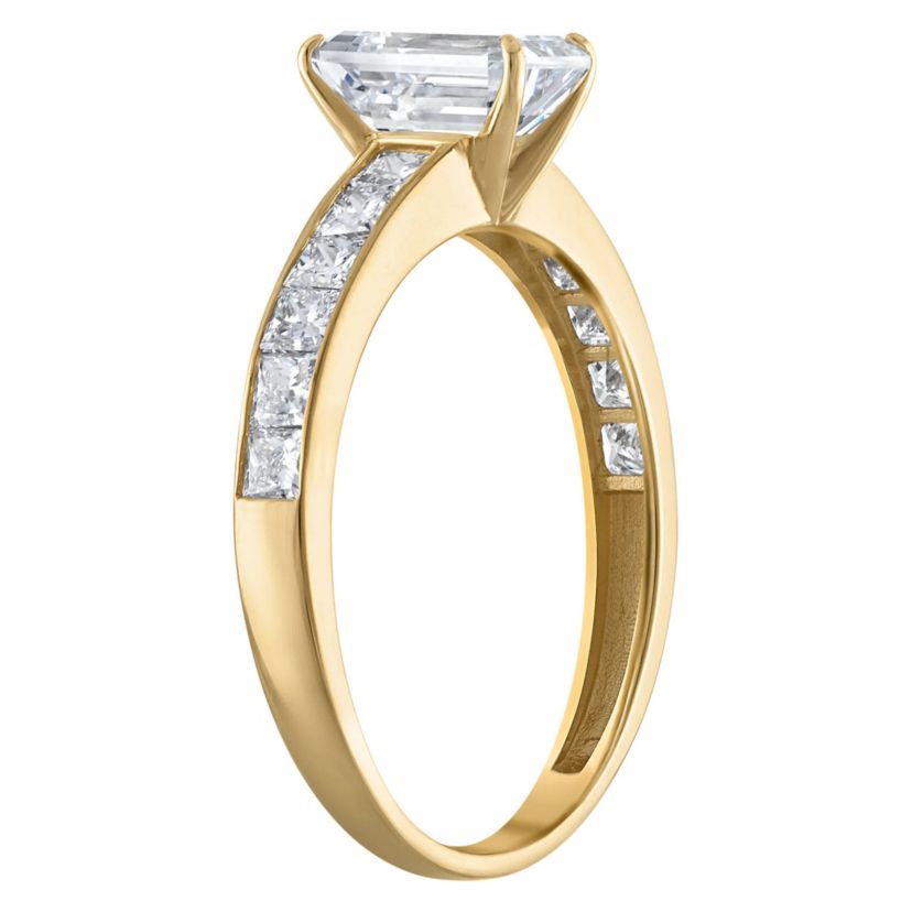 Lab Created 14k Yellow Gold 1.75 cttw Lab-Grown Diamond Emerald Engagement Ring