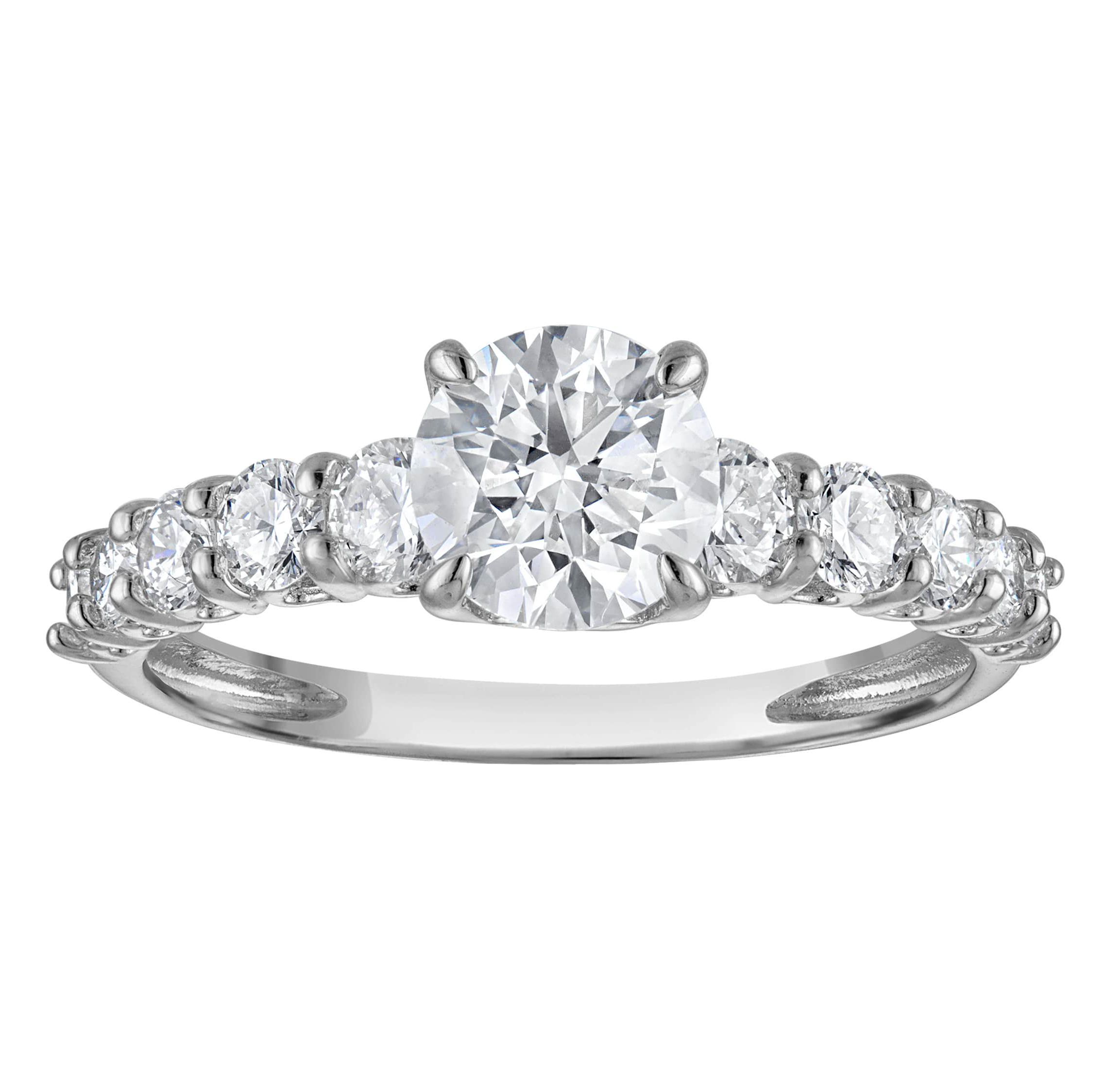 Lab Created 14k White Gold 2 cttw Lab-Grown Diamond Round Engagement Ring