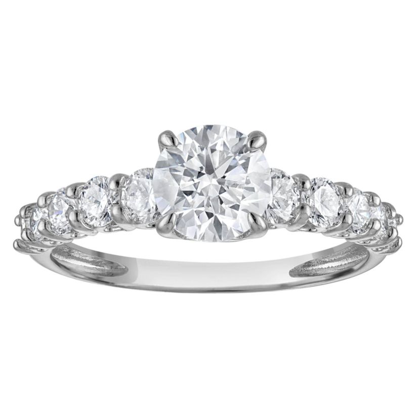 Lab Created 14k White Gold 2 cttw Lab-Grown Diamond Round Engagement Ring