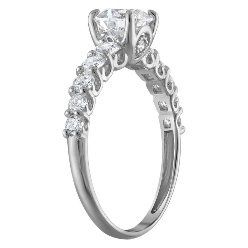 Lab Created 14k White Gold 2 cttw Lab-Grown Diamond Round Engagement Ring
