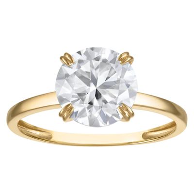 Jordan Blue NYC Lab Created 14K Gold 2 CT Round Cut Created Moissanite Solitaire Ring, Yellow, 9