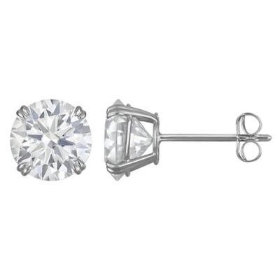 Jordan Blue NYC Lab Created 14K Gold 2.4 CT Round Cut Created Moissanite Solitaire Stud Earrings, White