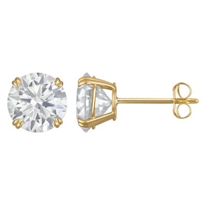 Jordan Blue NYC Lab Created 14K Gold 2.4 CT Round Cut Created Moissanite Solitaire Stud Earrings