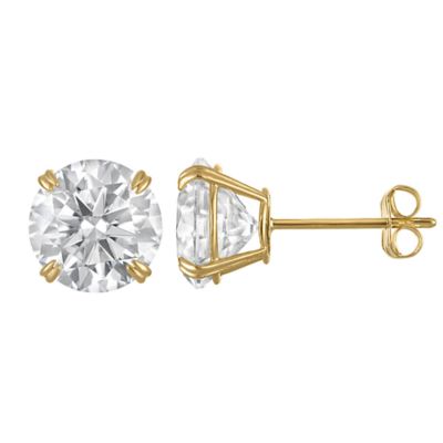 Jordan Blue NYC Lab Created 14K Gold 3.5 CT Round Cut Created Moissanite Solitaire Stud Earrings