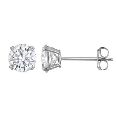 Jordan Blue NYC Lab Created 14K Gold 1 CT Round Cut Created Moissanite Solitaire Stud Earrings, White