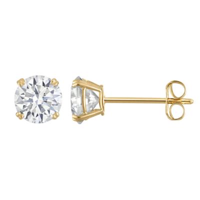 Jordan Blue NYC Lab Created 14K Gold 1 CT Round Cut Created Moissanite Solitaire Stud Earrings