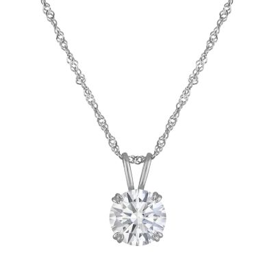 Jordan Blue NYC Lab Created 14K Gold 2 CT Round Cut Created Moissanite Solitaire Pendant
