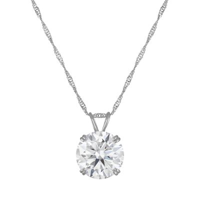Jordan Blue NYC Lab Created 14K Gold 3 CT Round Cut Created Moissanite Solitaire Pendant