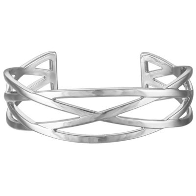 Jordan Blue NYC Gold Over Rhodium Cuff Bangle, White, 7 in