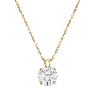 Jordan Blue NYC Lab Created 14K Gold 1 CT Round Cut Created Moissanite Solitaire Pendant
