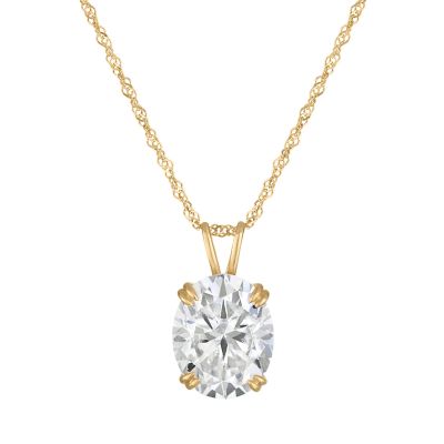 Jordan Blue NYC Lab Created 14K Gold 2.75 CT Oval Cut Created Moissanite Solitaire Pendant
