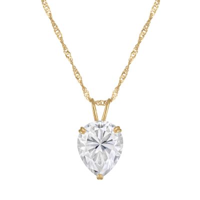 Jordan Blue NYC Lab Created 14K Gold 2.5 CT Pear Cut Created Moissanite Solitaire Pendant
