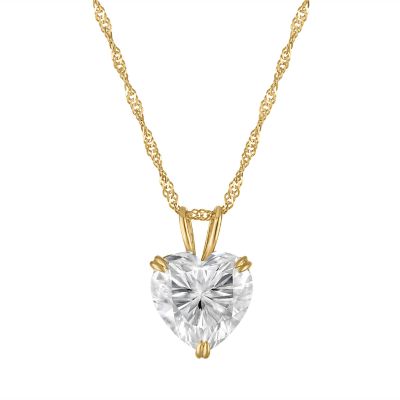 Jordan Blue NYC Lab Created 14K Gold 2.5 CT Heart Cut Created Moissanite Solitaire Pendant