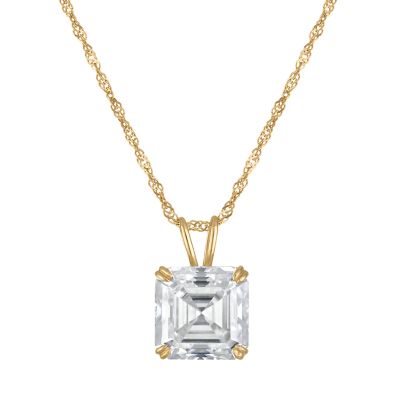 Jordan Blue NYC Lab Created 14K Gold 2.85 CT Asscher Cut Created Moissanite Solitaire Pendant