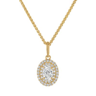 Jordan Blue NYC Lab Created 10K Gold .6 Cttw Lab Grown Diamond Pendant With Gold Filled Chain