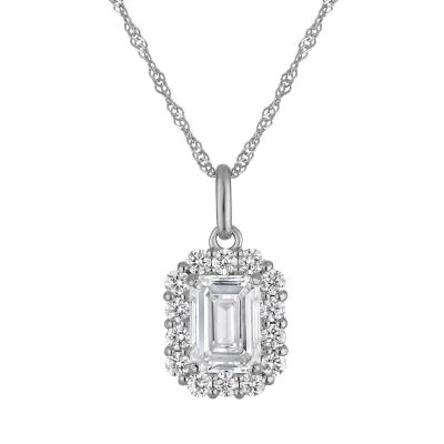 Jordan Blue NYC Lab Created 10K White Gold 1.4 Cttw Emerald-Cut Lab-Grown Diamond Pendant