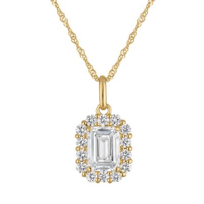 Jordan Blue NYC Lab Created 10K Gold 1.4 Cttw Emerald-Cut Lab-Grown Diamond Pendant