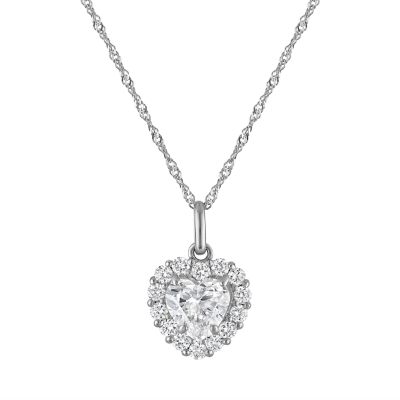 Jordan Blue NYC Lab Created 10K White Gold 1.4 Cttw Lab-Grown Diamond Heart Pendant