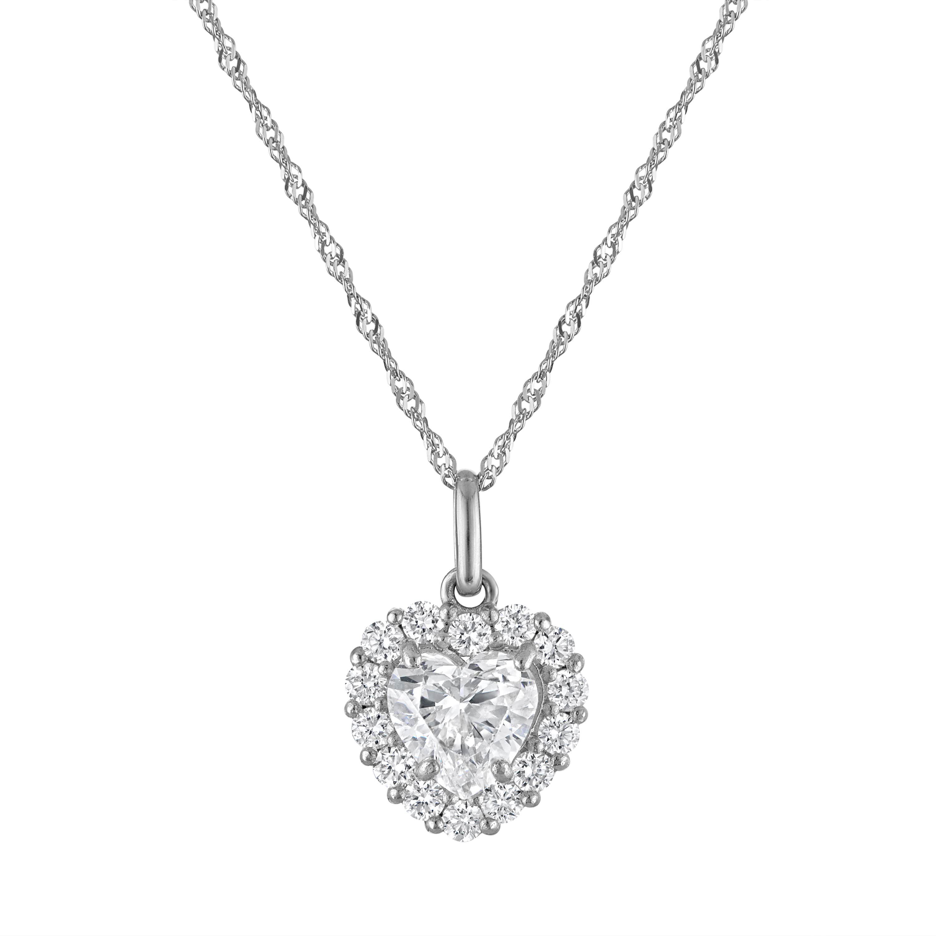 Lab Created 14K Gold Lab Grown Diamond Halo PendantIn White Gold