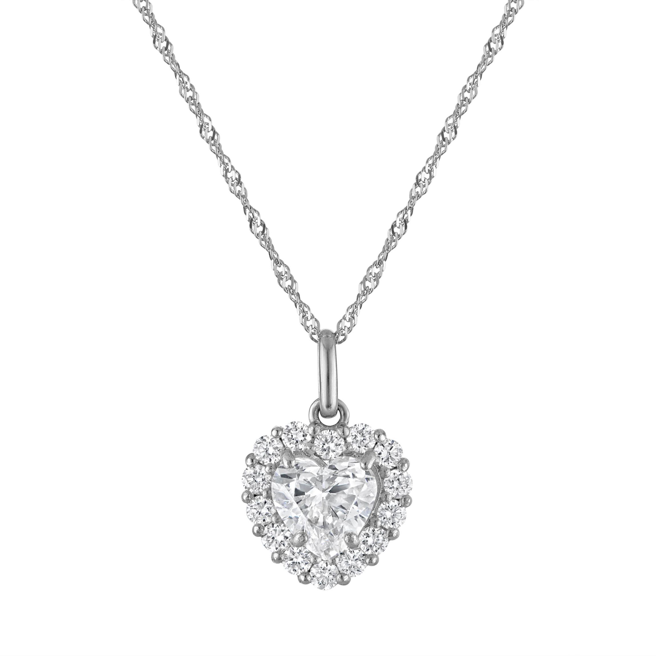 Lab Created 14K Gold Lab Grown Diamond Halo PendantIn White Gold