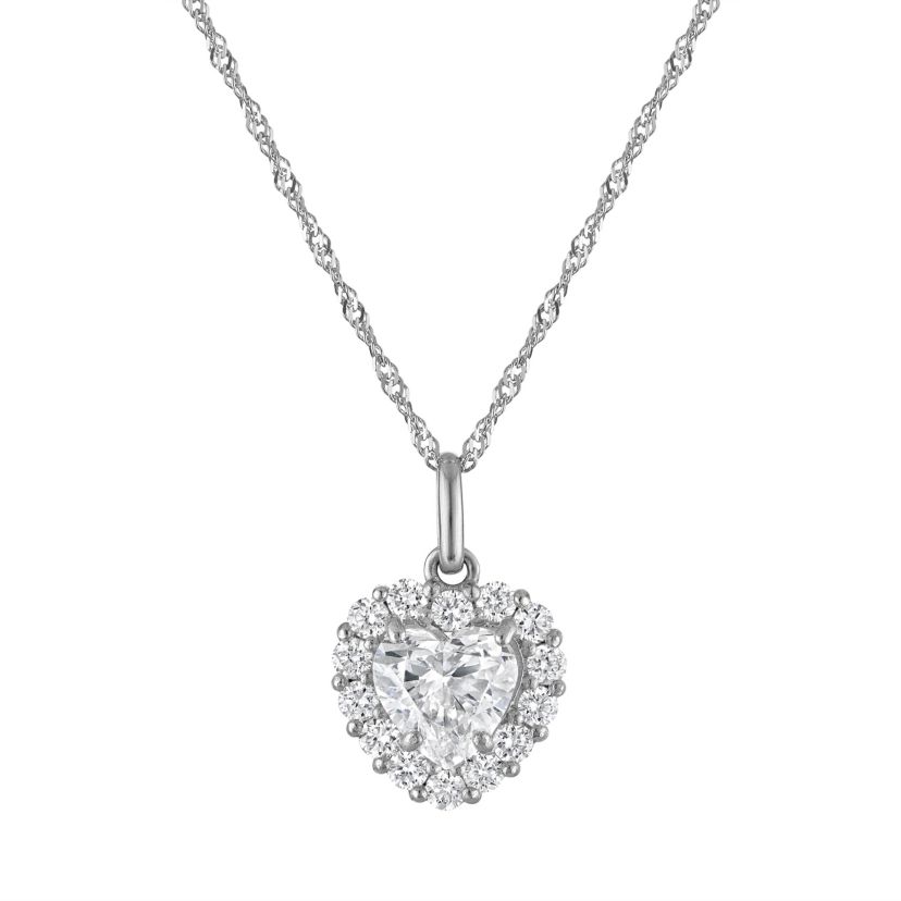 Lab Created 14K Gold Lab Grown Diamond Halo PendantIn White Gold