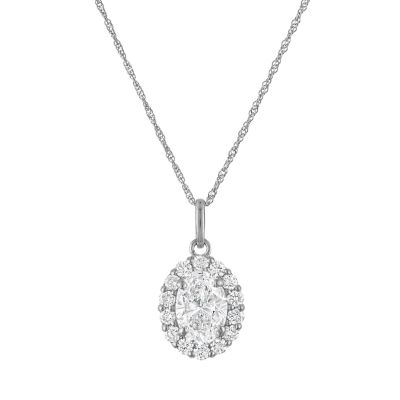 Jordan Blue NYC Lab Created 10K White Gold 1.4 Cttw Oval-Cut Lab-Grown Diamond Pendant