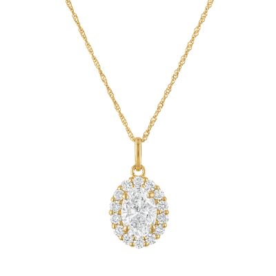 Jordan Blue NYC Lab Created 10K Gold 1.4 Cttw Oval-Cut Lab-Grown Diamond Pendant