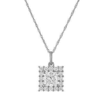Jordan Blue NYC Lab Created 10K White Gold 1.4 Cttw Princess-Cut Lab-Grown Diamond Pendant