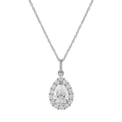 Jordan Blue NYC Lab Created 10K White Gold 1.4 Cttw Pear-Cut Lab-Grown Diamond Pendant, 7