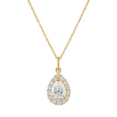 Jordan Blue NYC Lab Created 10K Gold 1.4 Cttw Pear-Cut Lab-Grown Diamond Pendant