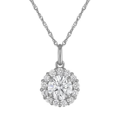 Jordan Blue NYC Lab Created 10K White Gold 1.4 Cttw Round Lab-Grown Diamond Halo Pendant
