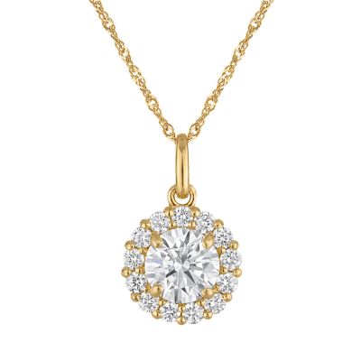 Jordan Blue NYC Lab Created 10K Gold 1.4 Cttw Round Lab-Grown Diamond Halo Pendant