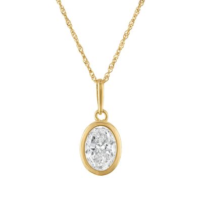 Jordan Blue NYC Lab Created 10K Gold 1 Cttw Oval-Cut Lab-Grown Diamond Pendant