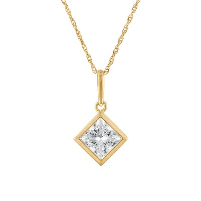 Jordan Blue NYC Lab Created 10K Gold 1 Cttw Princess-Cut Lab-Grown Diamond Pendant
