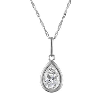 Jordan Blue NYC Lab Created 10K White Gold 1 Cttw Pear-Cut Lab-Grown Diamond Pendant, 18 in