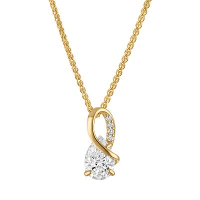 Jordan Blue NYC Lab Created 10K Gold .75Cttw Lab Grown Diamond Pendant With Gold Filled Chain