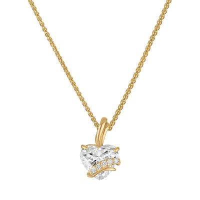 Jordan Blue NYC Lab Created 10K Gold 1 Cttw Lab Grown Diamond Pendant With Gold Filled Chain