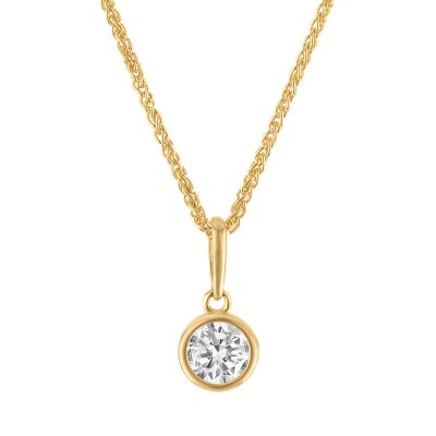 Jordan Blue NYC Lab Created 10K Gold .50Cttw Lab Grown Diamond Pendant With Gold Filled Chain